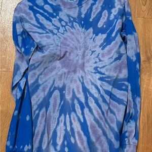 Blue and Purple Tie-Dye Long Sleeve Shirt